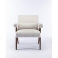 thumbnail image 3 of Accent Chair, Mid-Century Modern Armchair with Pillow Upholstered Lounge Arm Chair with Solid Wood Frame & Soft Cushion for Living Room, Bedroom, Belcony, Cream, 3 of 7