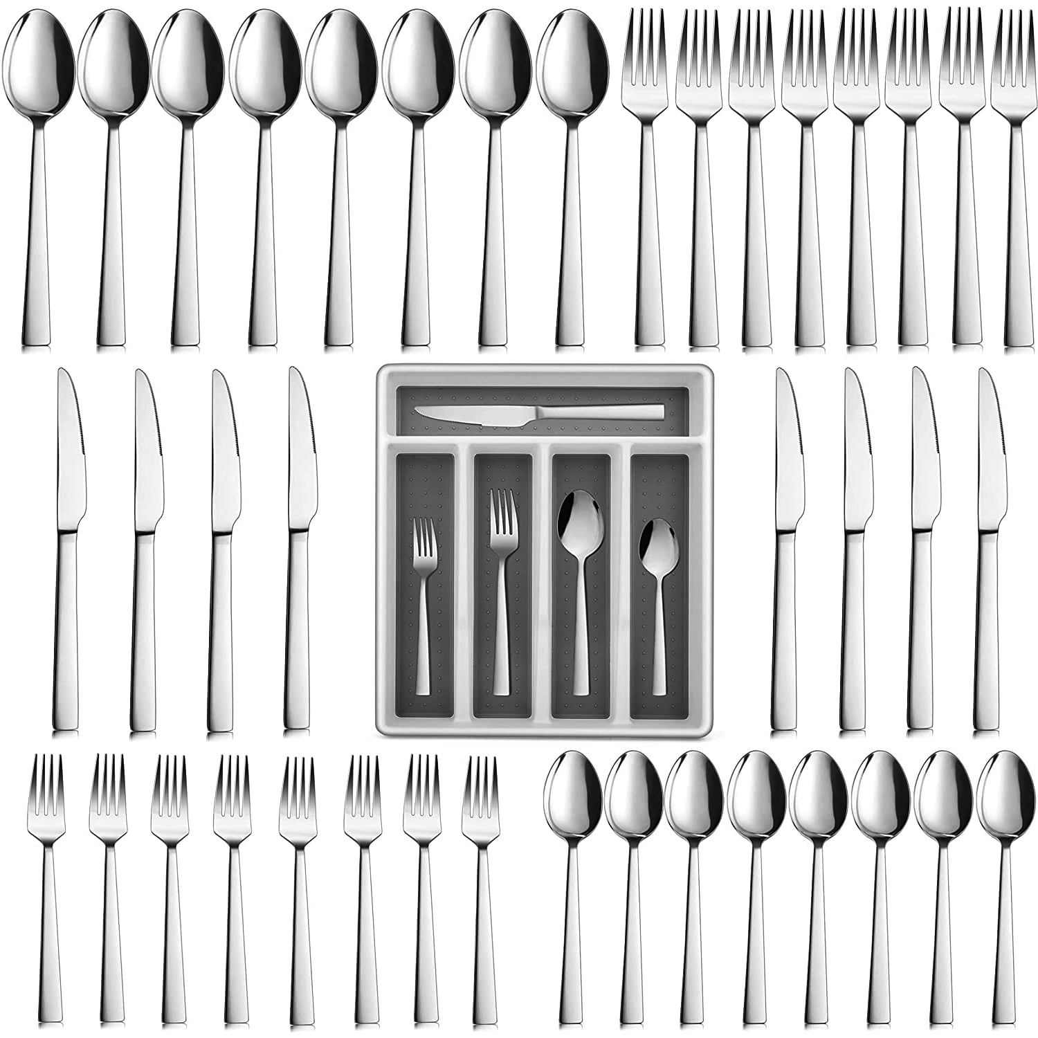 Walchoice 40 Pieces Silverware Set with Drawer Organizer, Stainless