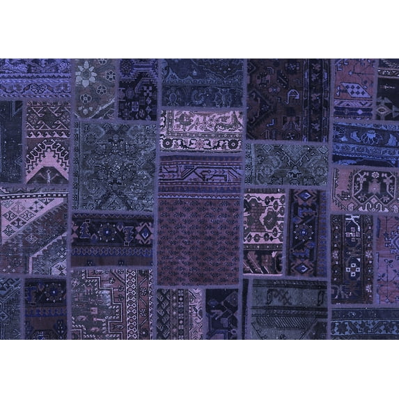 Ahgly Company Machine Washable Indoor Rectangle Oriental Blue Modern Area Rugs, 7' x 9'