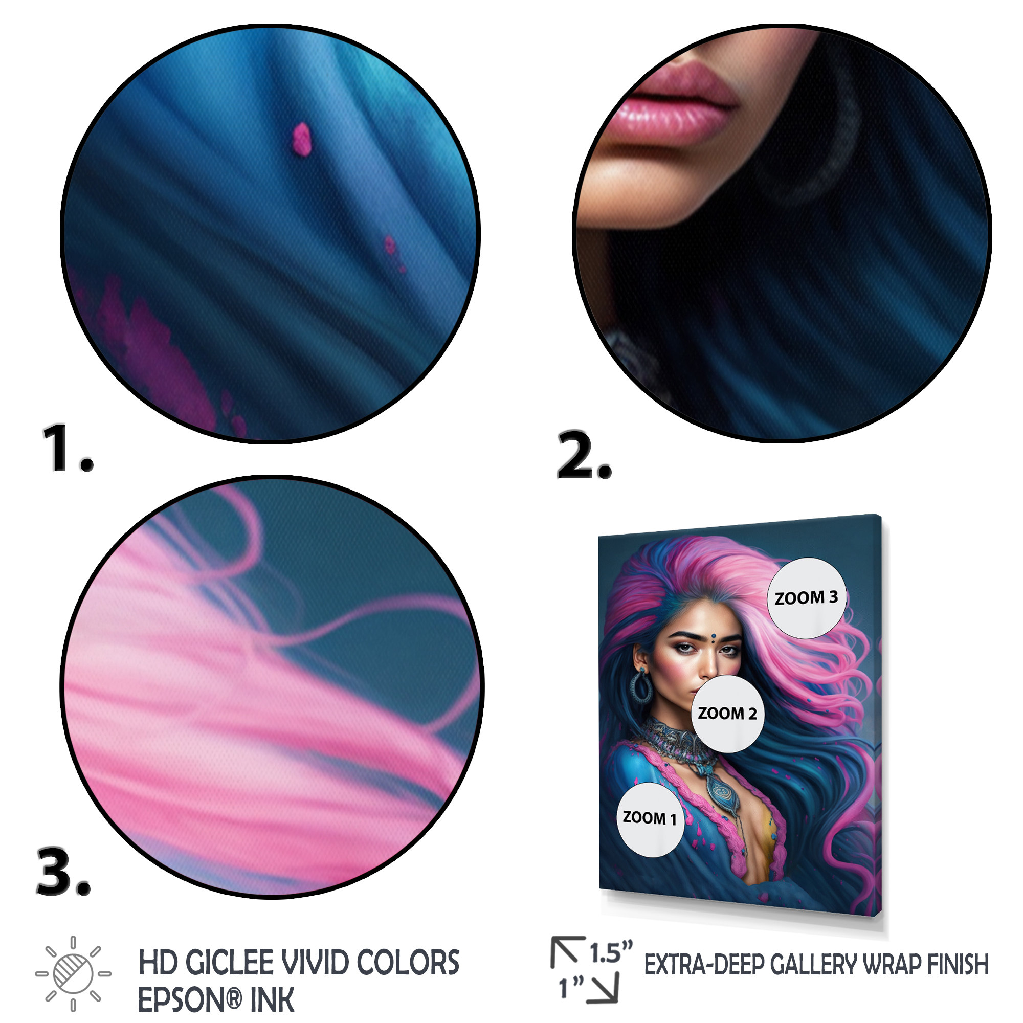Designart Fashion Indian Woman In Pink And Blue VI Canvas Wall Art