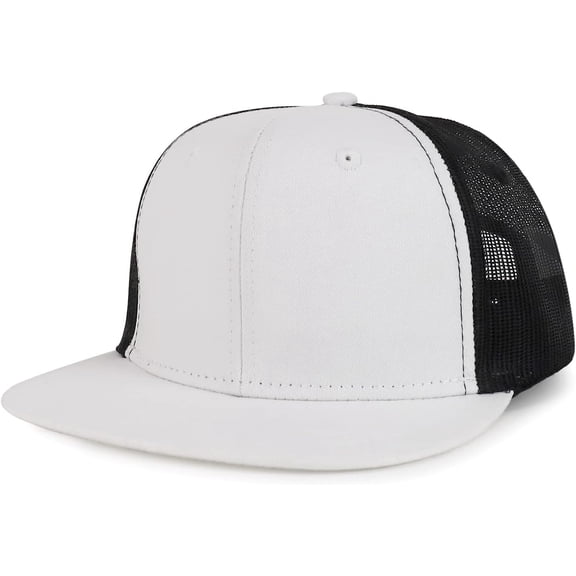 CoCoMangos Armycrew Oversize 2XL Blank Plain Structured Mesh Back Flatbill Snapback Cap