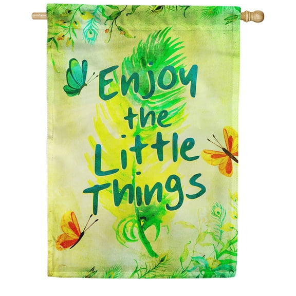 America Forever Enjoy The Little Things House Flag 28 x 40 inch Floral Inspirational Motivational Quote Positive Vibes Spring Summer Double Sided Outdoor Yard Decorative Flag