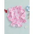 thumbnail image 3 of WIFORNT Toddler Girls Rash Guard Swimsuits Bow Pattern Zip Up Long Sleeve Stand Collar Baby Girls Swimwears, 3 of 7