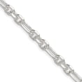 thumbnail image 2 of Diamond2Deal 925 Sterling Silver Diamond-Cut 6mm 3 Short Plus 1 Long Cable Link Chain Necklace for Men 20", 2 of 6