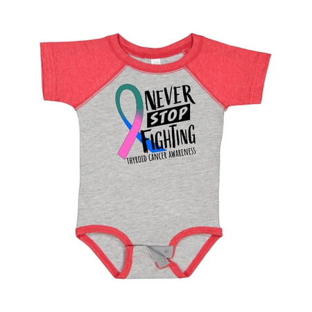 

Inktastic Never Stop Fighting Thyroid Cancer Awareness Ribbon Gift Baby Boy or Baby Girl Bodysuit