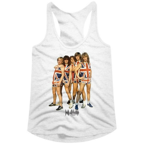 Def Leppard Short Shorts White Women's Slim Fit Racerback Tank Top Xl