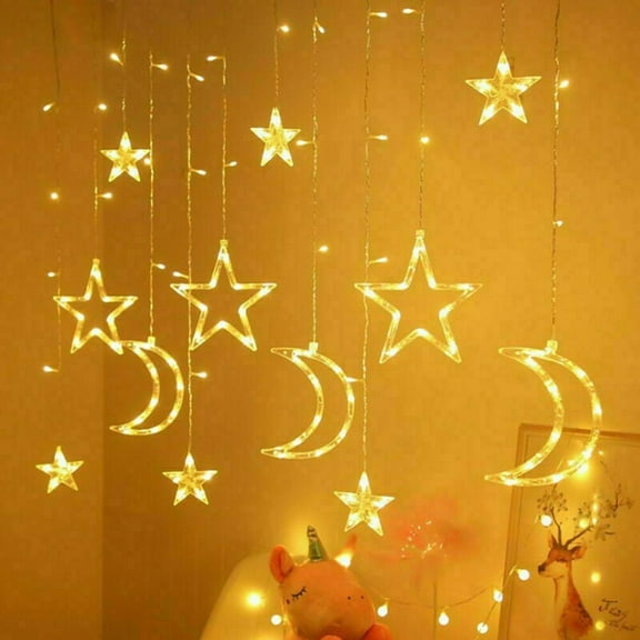 LED Fairy String Wall Lights Moon Star Curtain Xmas Wedding Party Decor Lights