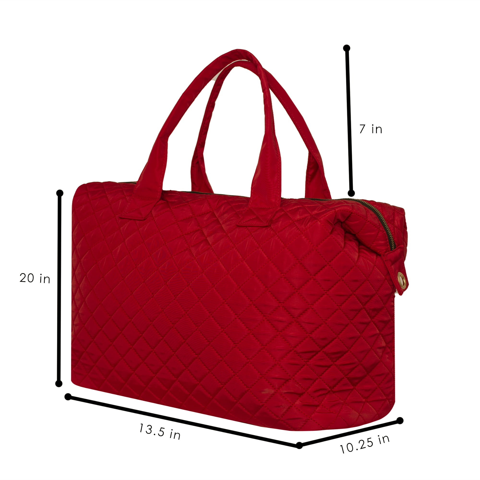 Alexis Bendel Red Checkered Pattern Nylon Travel Duffle Tote Bag for Women