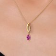 thumbnail image 3 of Gem Stone King 10K Yellow Gold Pink Created Sapphire and Lab Grown Diamond Pendant Necklace for Women | 0.53 Cttw | Gemstone September Birthstone | Oval 6X4MM | With 18 inch Chain, 3 of 6