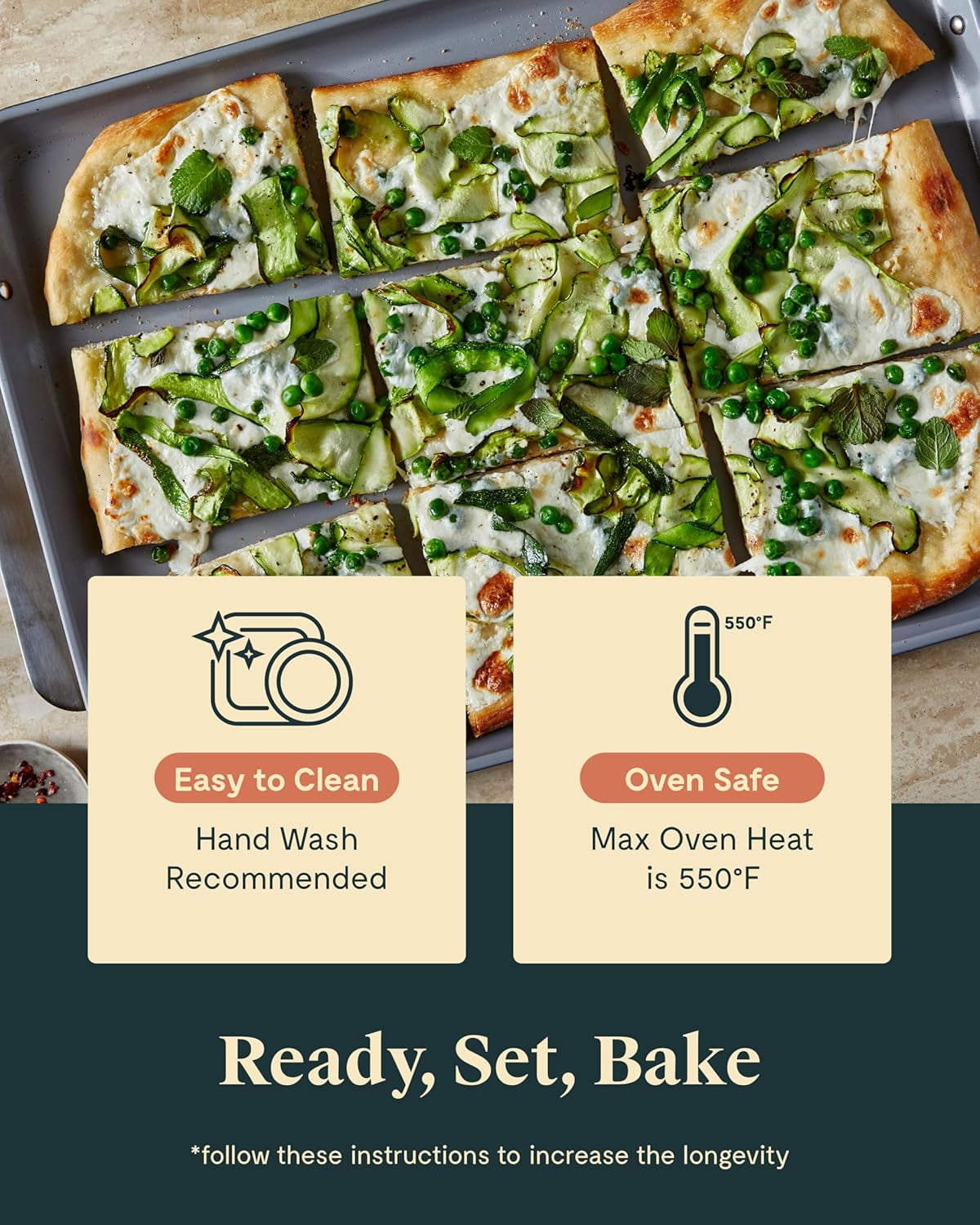 Caraway Nonstick Ceramic Bakeware Set (5 Pieces) - Baking Sheets, Assorted Baking Pans & Storage - Aluminized Steel Body - Slate