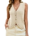 thumbnail image 2 of Sleeveless Women V Neck Casual Hollow Knit Sweater Vest Tops, 2 of 6