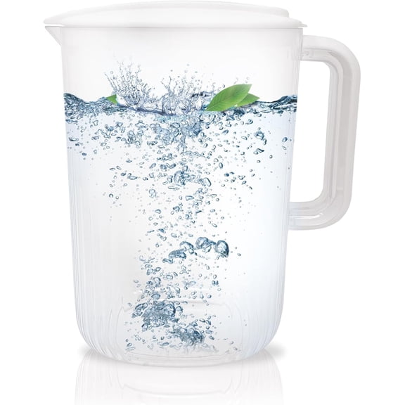 FAVSTOCK 2 Liters Plastic Water Pitcher with Lid - Perfect for Iced Tea, Juice, Kool-Aid, and More - Large Drink Pitcher for Kitchen Fridge - Durable Mixing Pitcher for Lemonade, Milk, and Water