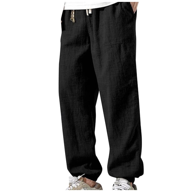 Puntoco Pantalones de lino para tiempo libre con ventilación, estilo fino y con sensación de suspensión para hombre