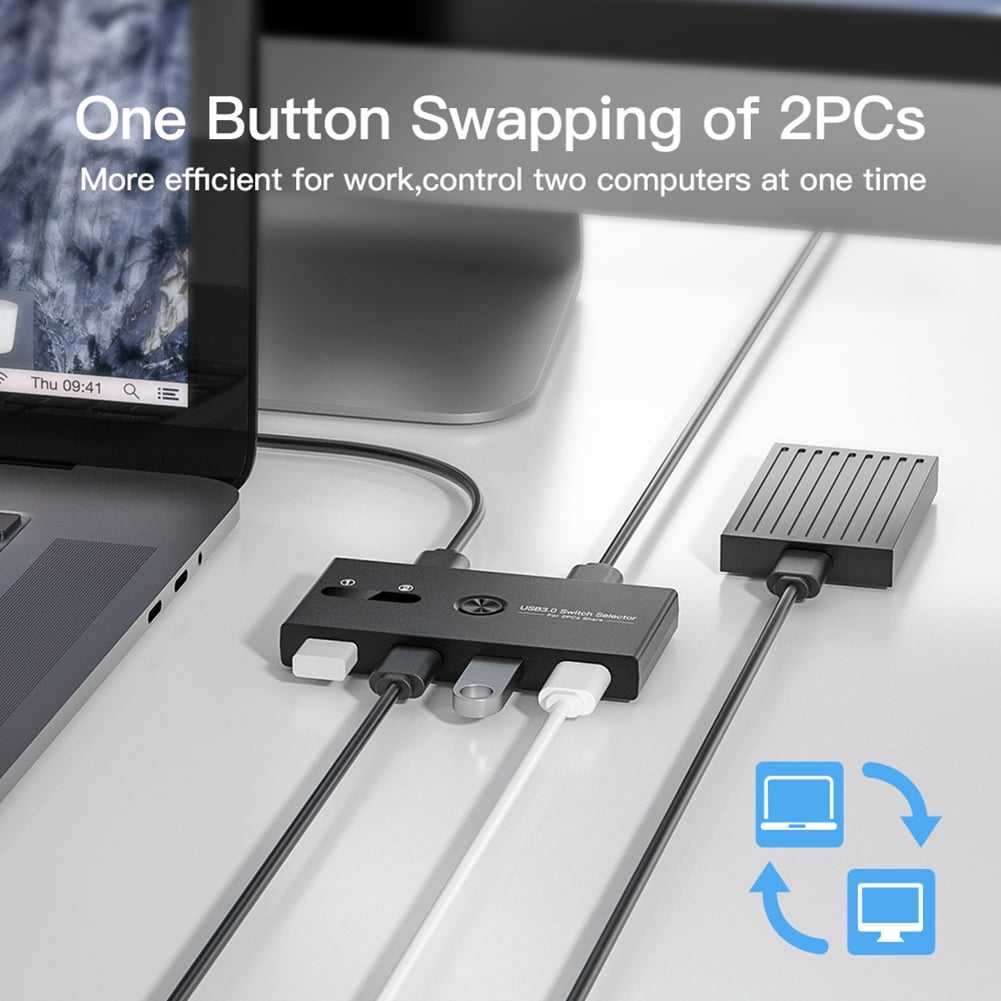 USB 3.0 Switch 2 in 4 Out KVM Docking Station Printer Sharing Device Monitor Adapter KVM Converter