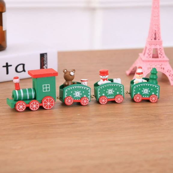LULULION Train Holiday Decoration Ornaments Wooden Green 1Pcs