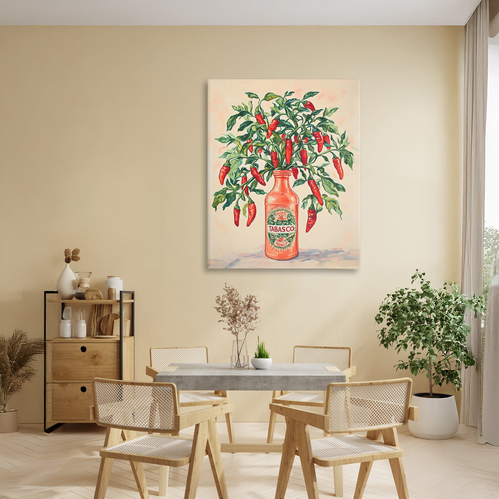 Stupell Industries Chili Peppers in Hot Sauce Vase Canvas Wall Art, design by The Prints Vibe