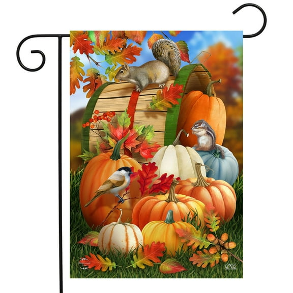 Briarwood Lane Fall Pumpkin Gathering Garden Flag