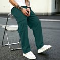 thumbnail image 6 of Resicozy Baggy Sweatpants Men Wide Leg Casual Joggers Cotton Loose Drawstring Elastic Waist Pants with Pockets Dark Green 2XL, 6 of 6