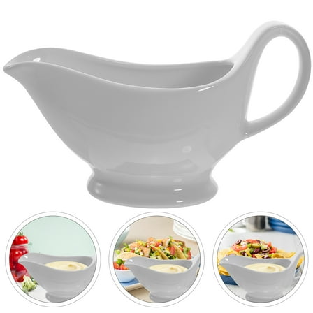 Healifty Ceramic Gravy Boat for Home and Restaurant White Durable Tableware