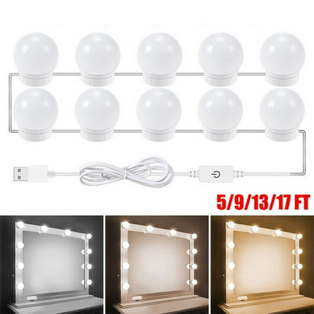 

LHomeove 5/9/13/17 FT Make Up Mirror Lights LED Kit Hollywood Style Tape And USB Cable LED Vanity Mirror Lamp