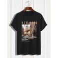 thumbnail image 2 of New York Print Men's Short Sleeve T-shirts, Comfy Casual Breathable Tops For Men's Fitness Training, Jogging, Men's Clothing, 2 of 6