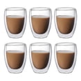 thumbnail image 1 of NACOOL Taza de caf&eacute; vidrio doble pared de 6 piezas, Premium Set Vasos y Tazas Doble Pared de Vidrio T&egrave;rmico Borosilicato,taza de espresso,Apto para capuchino, caf&eacute; exp, 1 of 9