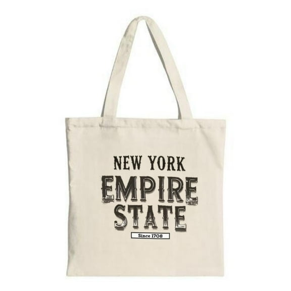 Vintage-Style canvas tote bag with distressed " NEW YORK EMPIRE STATE Since 1928 " text perfect for shopping travel and parties