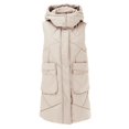 thumbnail image 4 of Niaviben Long Vest for Women Sleeveless Hooded Vest Plus Size Puffer Vest Puffy Coat Women Shirts Casual Jackets Women Ladies Vest White 2XL, 4 of 6