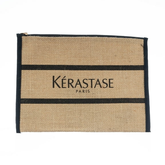 Kerastase Brown Burlap Cosmetic Makeup Travel Pouch Bag