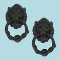 thumbnail image 2 of Renovators Supply Solid Cast Iron Lion Front Door Knocker 6" H Decorative Antique Lion Ring Style Front Entry Door Vintage Metal Knockers Rust Resistant Finish w/Hardware Pack of 2, 2 of 4