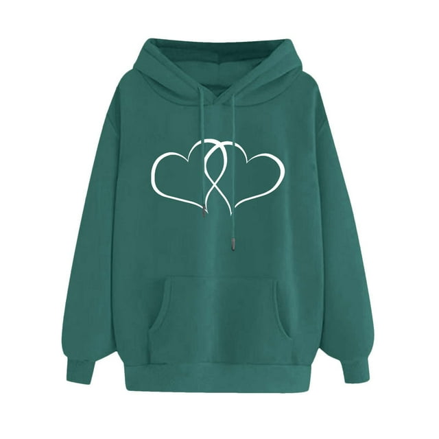 UPPADA Womens Love Pattern Hoodies Drawstring Hooded Sweatshirt Fall Pullover Outwear with Pockets Loose Basic Zipper Hooded Long Sleeve Lightweight Hoodies Womens Hoodie