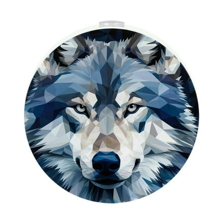 

Wolf LED Round Night Light - 2PCS Soft Glow Decorative Nightlights with Auto Sensor Energy Efficient Bedside Lamps