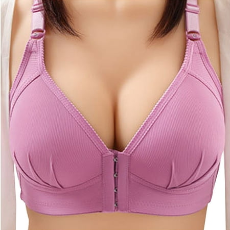 

Lhked Bras for Women Clearance Plus Size Solid Color Steel Non-Magnetic Buckle Underwear Brasp Purple M