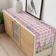 thumbnail image 4 of Easter Bunny Gnomes Table Runner - 48 Inch Long, Kitchen Dining Table Runner Dresser Scarves, Spring Easter Eggs Floral Pink Plaid Farmhouse Decor for Coffee Tables Wedding Party Banquet, 4 of 8