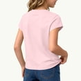 thumbnail image 4 of Zpanxa Girls Shirts, Girls Summer Tops Kids Summer Solid Color Short Sleeve Round Neck T-shirt Top Kids Pink 3 Years, 4 of 8