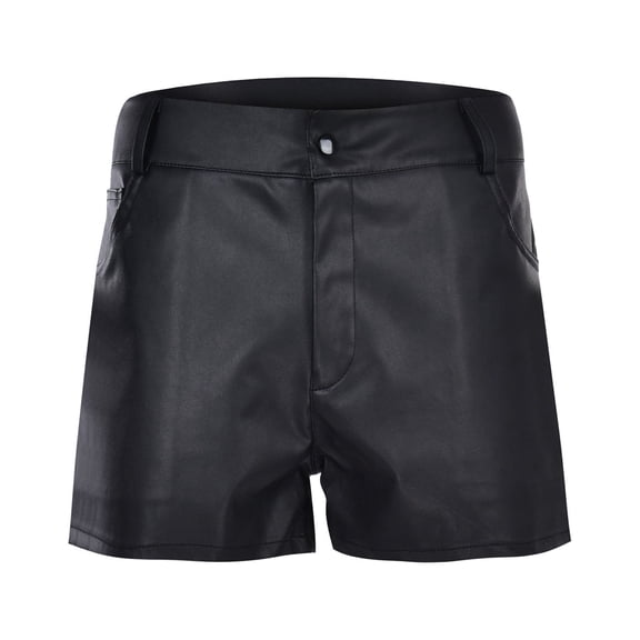 Men Fashion Short Leather Pants - Cool PU Material Slim Fit Personality Summer Shorts, Motorcycle Rock Style Mens Shorts For Music Festival Night Club & Unique Outfit Statements