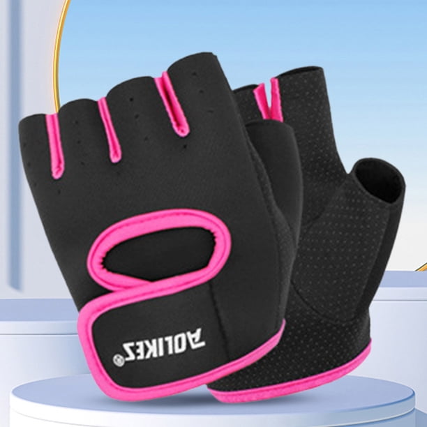 Guantes de fitness de medio dedo Guantes de ciclismo suaves Accesorios deportivos (M Negro Rojo)