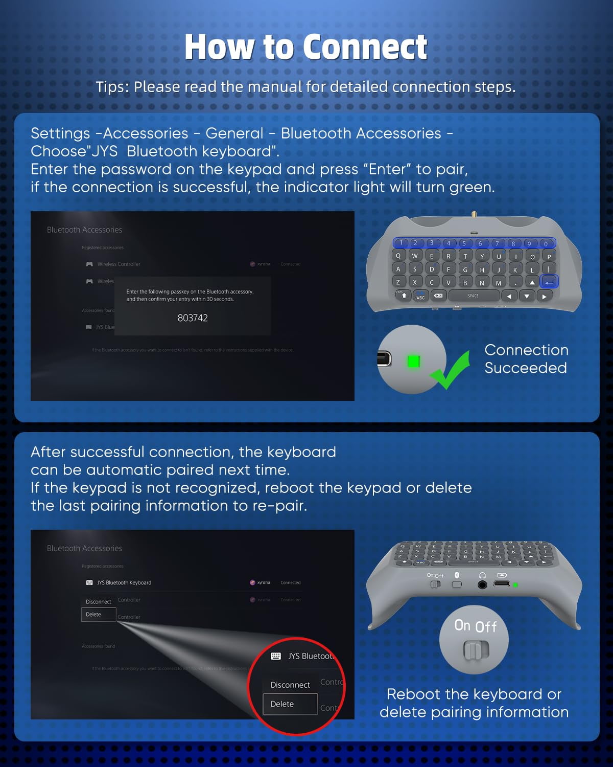 Bluetooth 3.0 Wireless Controller Keyboard for PS5/PS5 Pro,Mini Portable Gamepad Chatpad with Built-in Speaker&3.5MM Audio Jack, Voice Chat Board for Messaging&Gaming Live Chat,Grey
