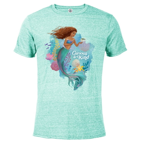 Disney The Little Mermaid Ariel Curious & Kind - Short Sleeve Blended T-Shirt for Adults - Customized-Celadon Snow Heather