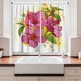 thumbnail image 2 of Ambesonne Floral Kitchen Curtains, Vibrant Hibiscus Flower, 55"x39", Earth Yellow Fuchsia, 2 of 3