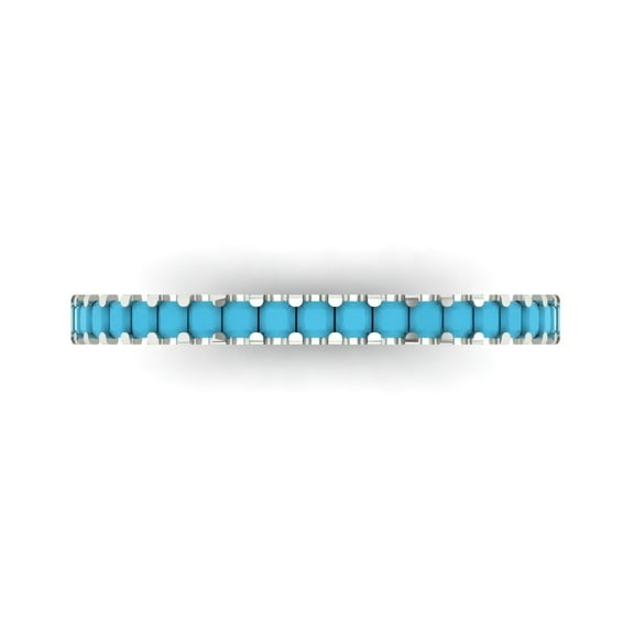 0.285 ctw Wedding Band for Women - 18K White Gold Simulated Turquoise Stackable Eternity Ring