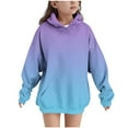 thumbnail image 2 of Favoffer Kid Boys Girls' Gradient Sweatshirt Fleece-Lined Hooded Pocket Pullover Fall/Winter Long Sleeve Casual Hoodies for Daily Outings 4-14Y, 2 of 9