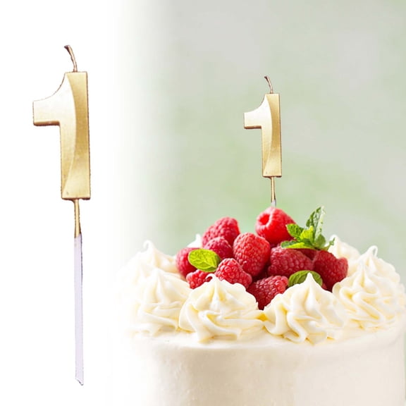 Number Candles, Gold Number 1 Candle for Birthday Cake Decorations, Champagne Gold Digit Candle for Anniversary Celebration and Party Supplies