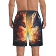 thumbnail image 3 of KLL Red And White Flame Fox Men's Casual Summer Beach Shorts Hawaiian Shorts with Pockets-3X-Large, 3 of 5