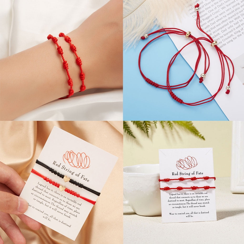 LASHALL GIFT Red String Bracelets 7 Knots String Bracelet Good Luck Red  Friendship Bracelet(Buy 2 Receive 3) 