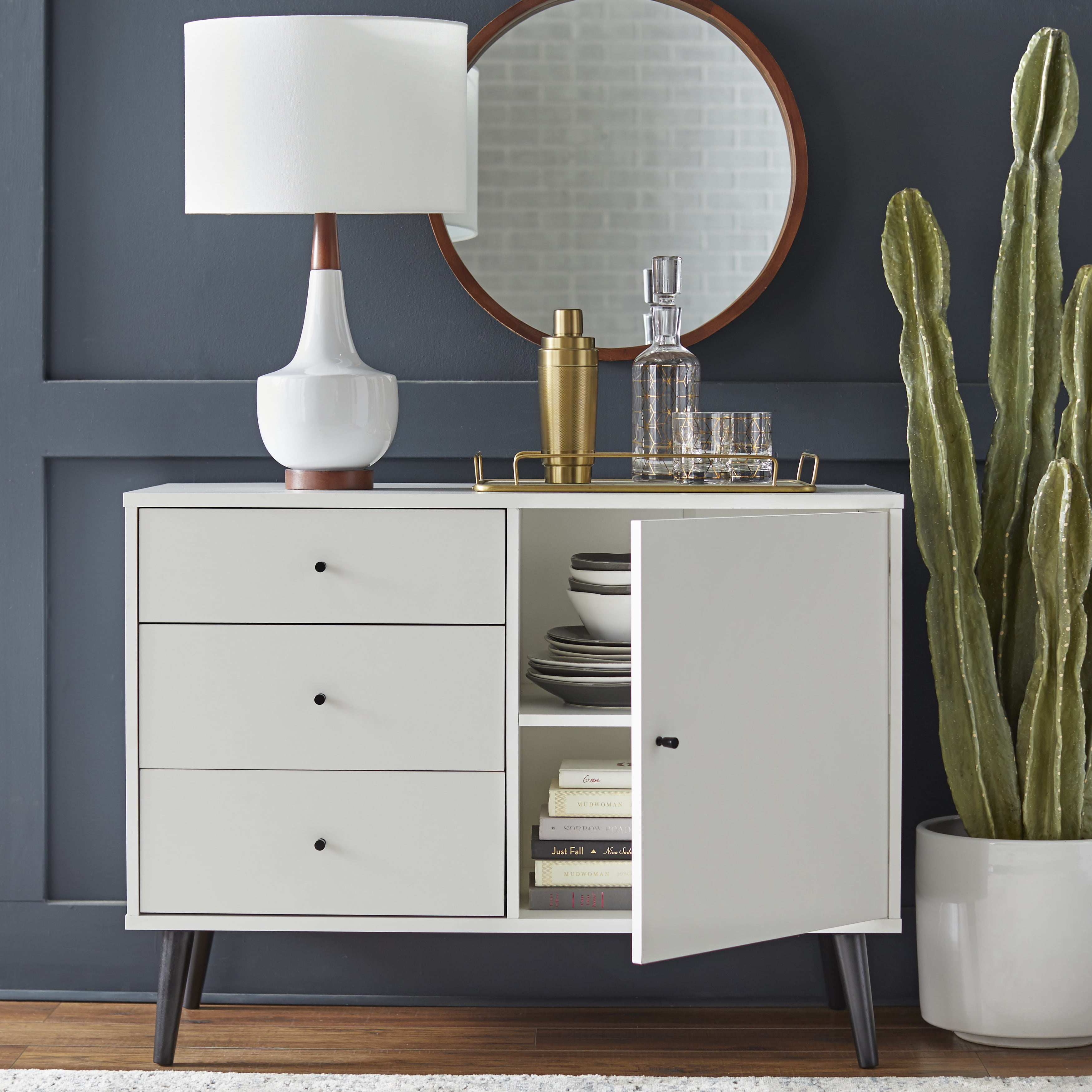 TMS Carroll Mid-Century Buffet, White