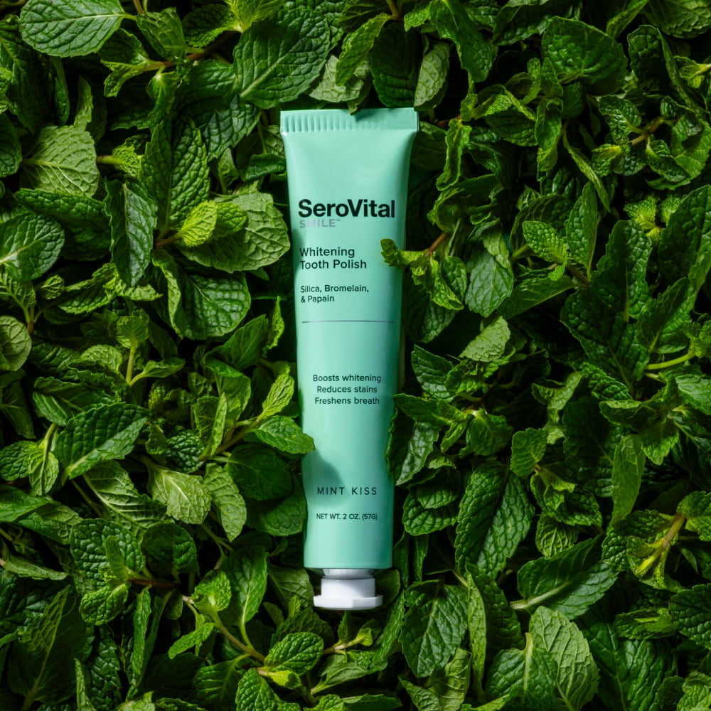 SeroVital Smile Whitening Tooth Polish—Silica and Plant Enzymes Remove Stains and Gently Polish, Freshen Breath with Botanical Oils, Formulated without Fluoride, for Sensitive Teeth, Mint Kiss