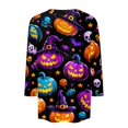 thumbnail image 5 of Halloween Shirts for Women Bat Spider Loose Fit 3/4 Sleeve Scary Tees Pumpkin Print Crew Neck Fall Casual T-Shirt 5XL, 5 of 6