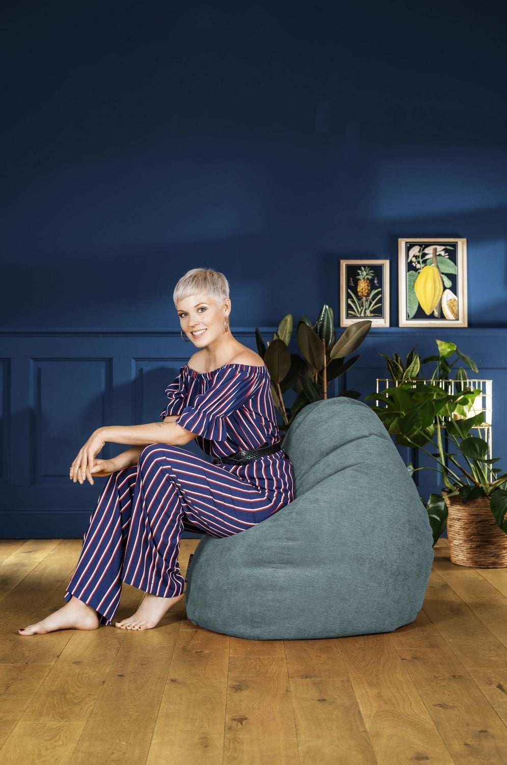 Fauteuil poire Alfa pétrole de Gouchee Home – Tissu polyester velours doux adapté aux adultes et aux adolescents, siège léger et portable pour chambre à coucher ou salon