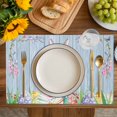 thumbnail image 4 of Easter Bunny Placemats Set of 6, Eggs Cute Rabbit Purple Wooden Grain Rustic Placemats for Dining Table, Place Mats for Kitchen Tabletop, Waterproof Wipeable Dining Table Mats Set, 4 of 9